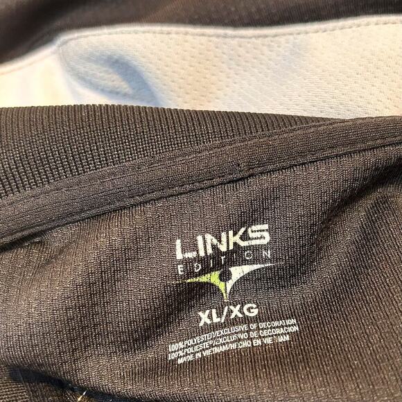 LINKS Golf Polo Black Gray and White 3 Button Preppy Polo Athletic Men's XL - Picture 2 of 6